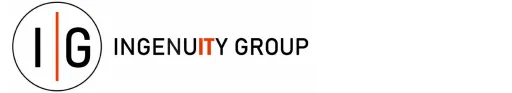 Ingenuity Group logo with "IG" in a circle and "INGENUITY GROUP" text, using orange and black accents.